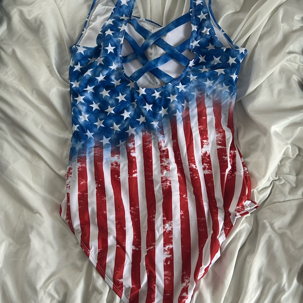 Patriotic Stars and Stripes One Piece Swimsuit